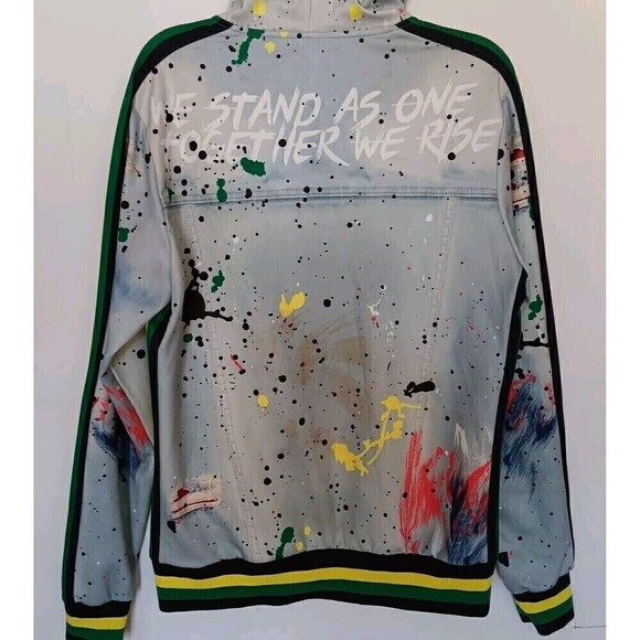 Men's Royal 7Even Size Small Full Zip Hoodie Splashed Paint Design - Picture 3 of 7